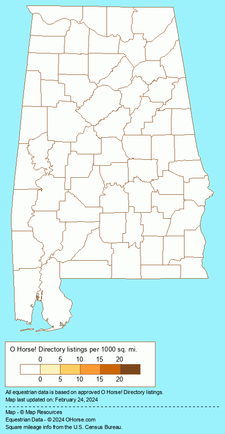 Alabama Falabella Stallions at Stud Population Map - O Horse!