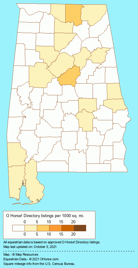 Alabama Horseback Riding Lesson Stables Population Map - O Horse!