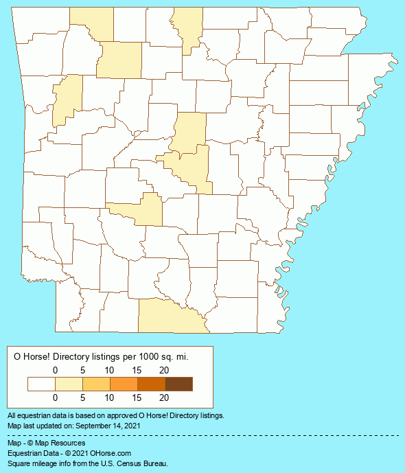 Arkansas Dude Ranches and Equestrian Vacations Population Map - O Horse!