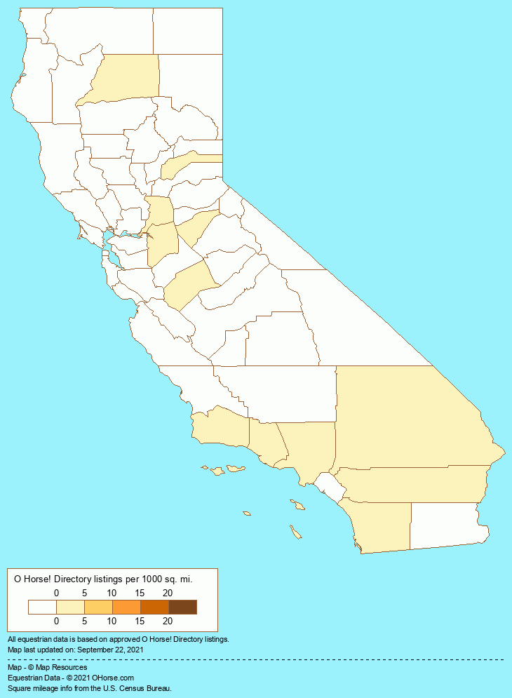 California Arabian Breeders and Arabian Horse Farms Population Map - O Horse!