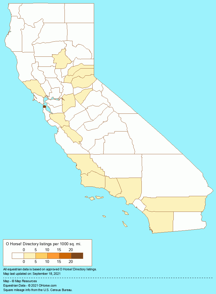 California Horse Retirement Farms Population Map - O Horse!