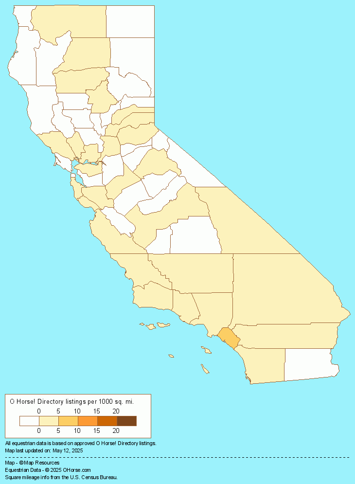 California Therapeutic Riding Stables Population Map - O Horse!