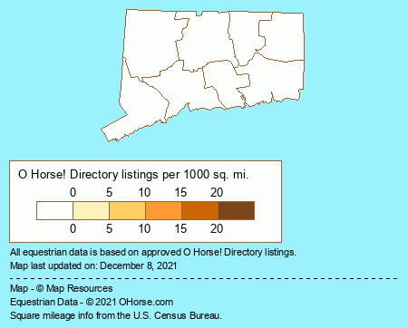 Connecticut American Saddlebred Horse Farms Population Map - O Horse!