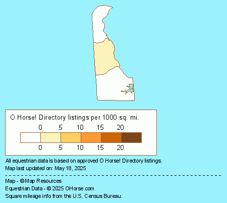 Delaware Quarter Horse Breeders and Quarter Horse Farms Population Map - O Horse!