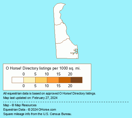 Delaware Barrel Racing Organizations Population Map - O Horse!