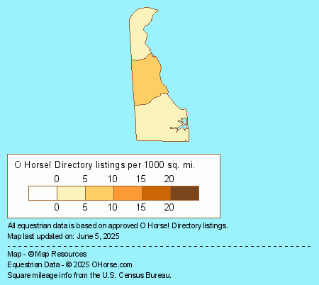 Delaware Horse Stables and Horse Farms Population Map - O Horse!