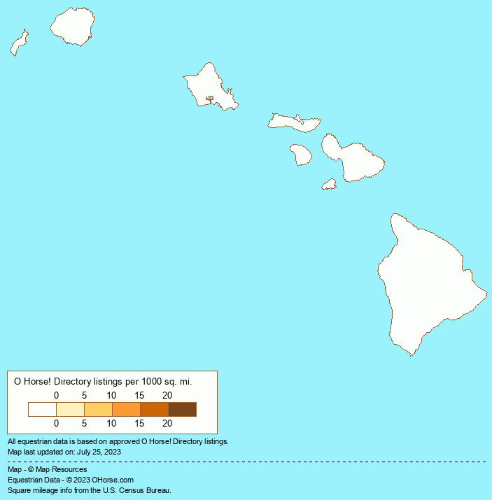 Hawaii Racking Horse Farms and Stallions Population Map - O Horse!