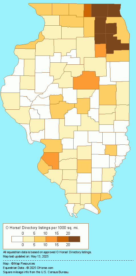 Illinois Horse Stables and Horse Farms Population Map - O Horse!