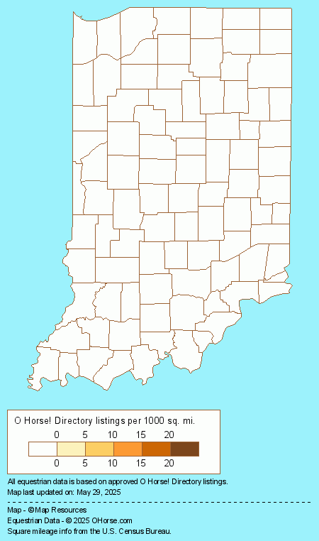 Indiana Quarter Pony Breeders and Stallions Population Map - O Horse!