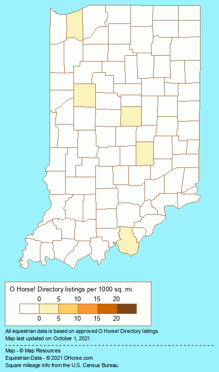 Indiana Riding Instructors & Coaches Population Map - O Horse!