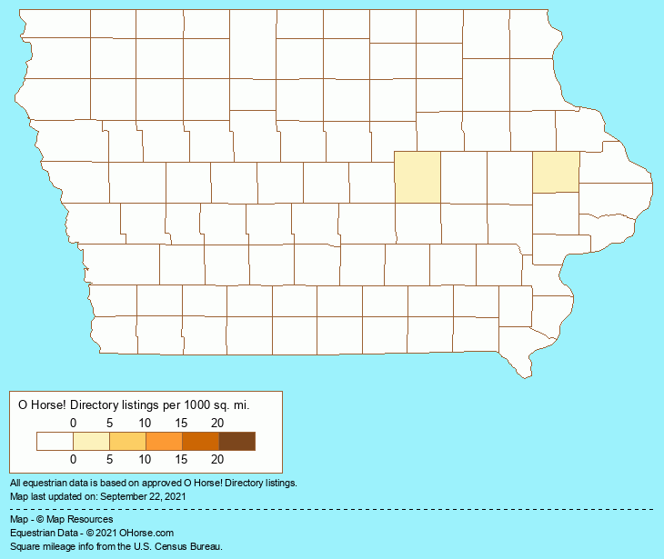 Iowa American Saddlebred Horse Farms Population Map - O Horse!