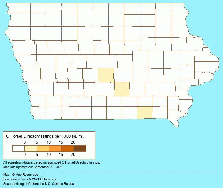 Iowa Pony Parties and Birthday Parties Population Map - O Horse!