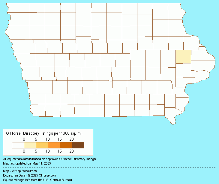 Iowa Saddleseat Stables Population Map - O Horse!