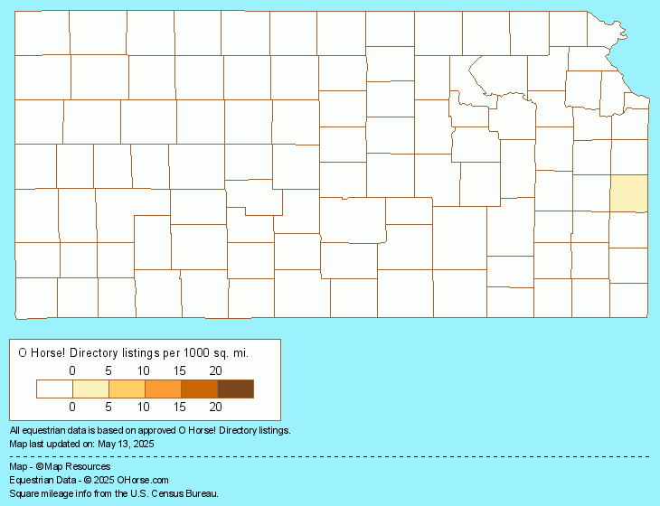 Kansas Standardbred Breeders and Stallions Population Map - O Horse!