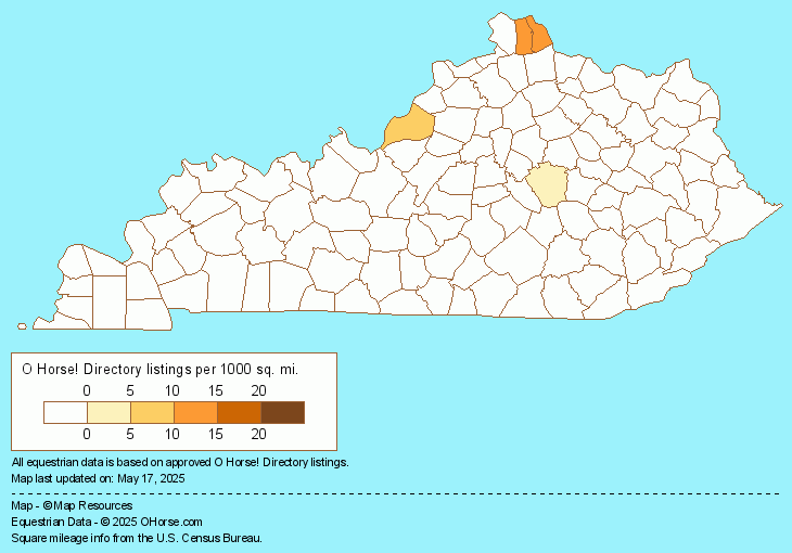 Kentucky Horse Carriage Services, Sleigh Rides, and Wagon Rides Population Map - O Horse!
