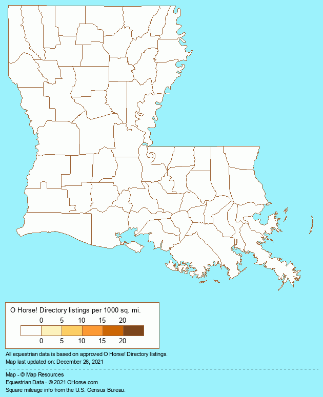 Louisiana Icelandic Horse Breeders and Stallions Population Map - O Horse!