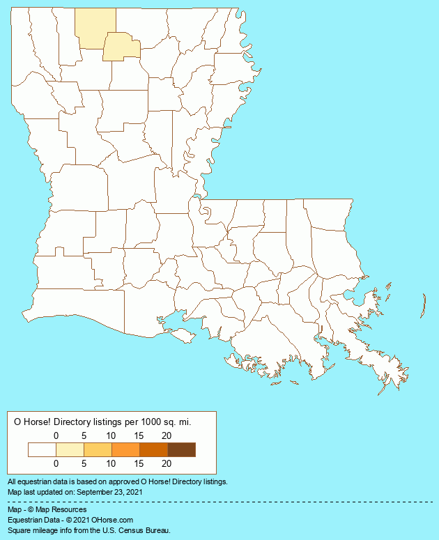 Louisiana Dude Ranches and Equestrian Vacations Population Map - O Horse!