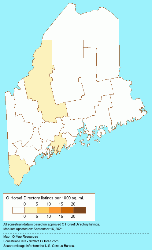 Maine Pony Parties and Birthday Parties Population Map - O Horse!