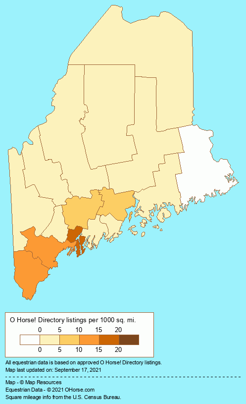 Maine Horse Stables and Horse Farms Population Map - O Horse!