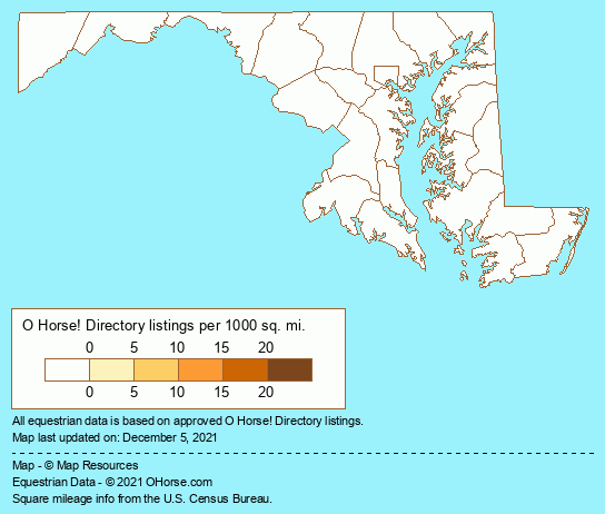Maryland Icelandic Horse Breeders and Stallions Population Map - O Horse!
