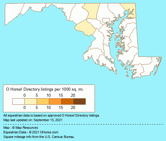 Maryland Sport Horse Breeders and Stallions Population Map - O Horse!