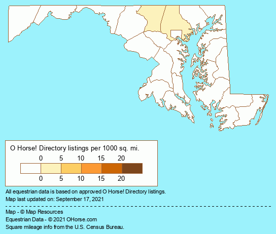 Maryland Horse Organizations & Associations Population Map - O Horse!