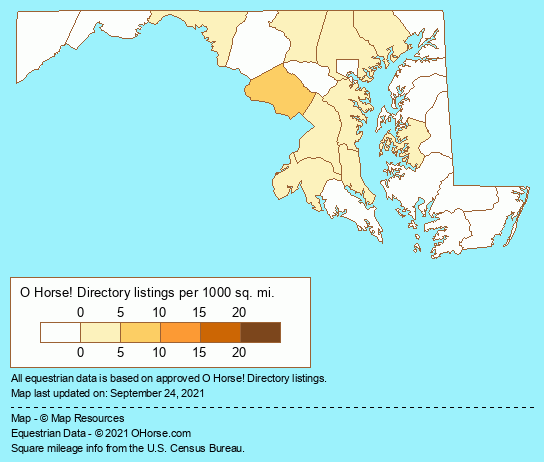 Maryland Horse Tack Shops Population Map - O Horse!