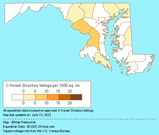 Maryland Horse Leasing Stables Population Map - O Horse!