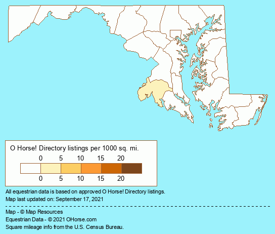 Maryland Saddleseat Stables Population Map - O Horse!