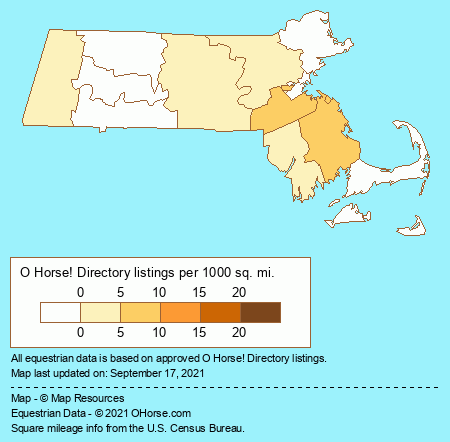 Massachusetts Hunter Jumper Stables Population Map - O Horse!