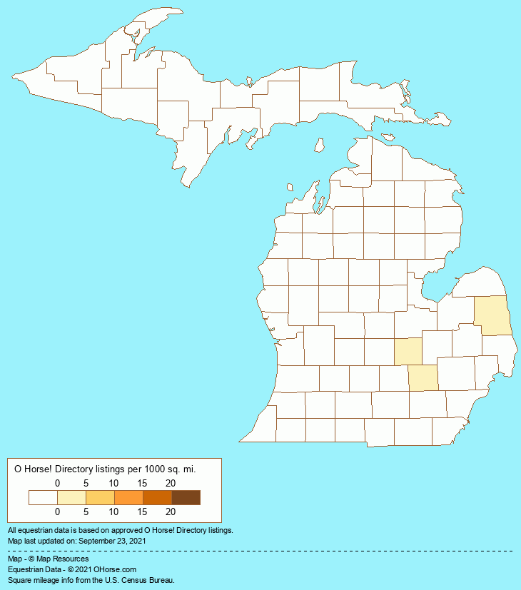 Michigan American Saddlebred Horse Farms Population Map - O Horse!
