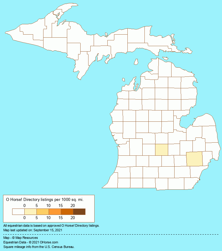 Michigan Horse Stall Mats Population Map - O Horse!