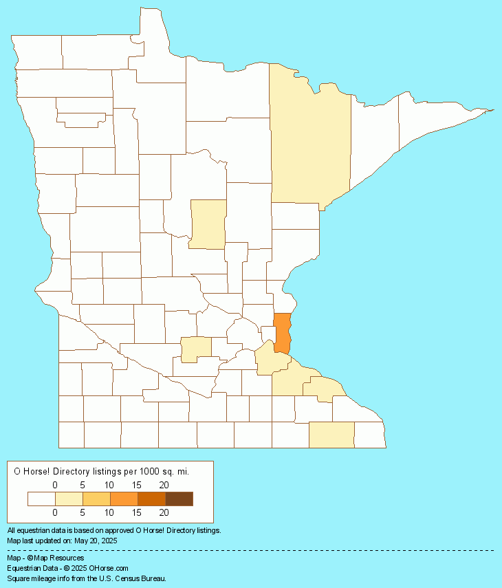 Minnesota Friesian Horse Farms and Stallions Population Map - O Horse!