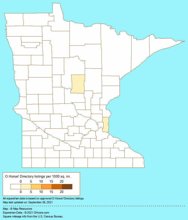 Minnesota Palomino Breeders and Stallions Population Map - O Horse!