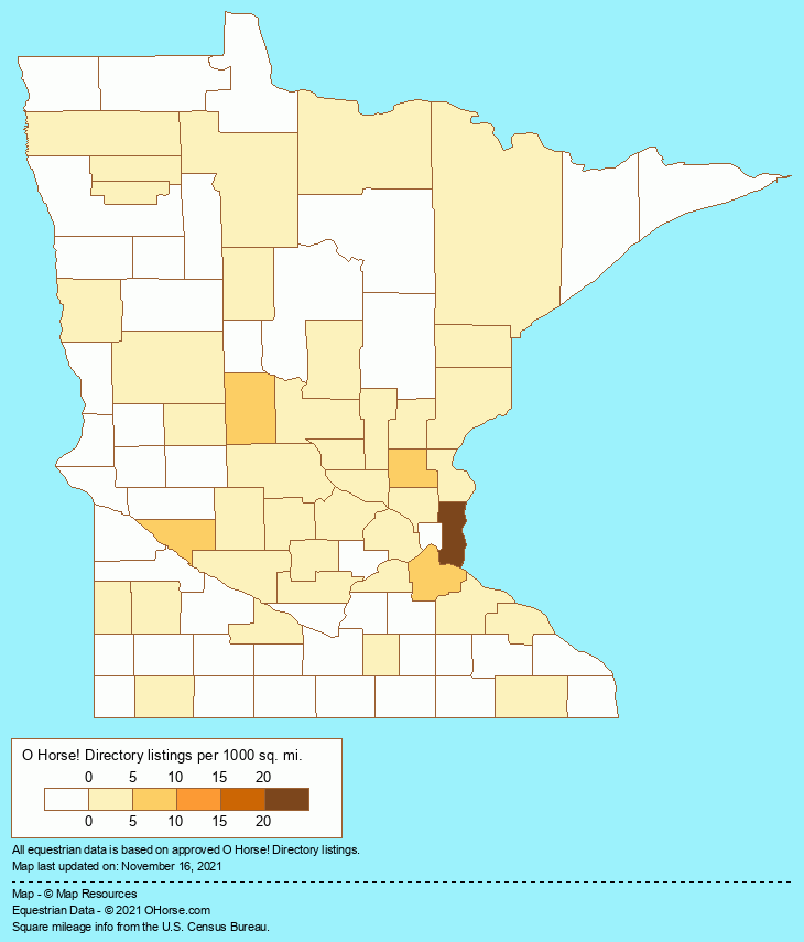 Minnesota Horse Breeding Farms Population Map - O Horse!