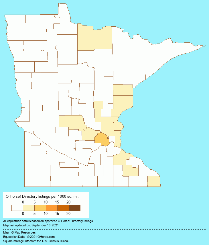 Minnesota Horse Training Stables Population Map - O Horse!