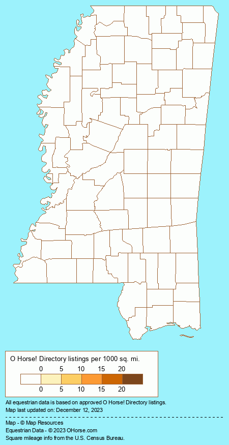 Mississippi Haflinger Organizations Population Map - O Horse!