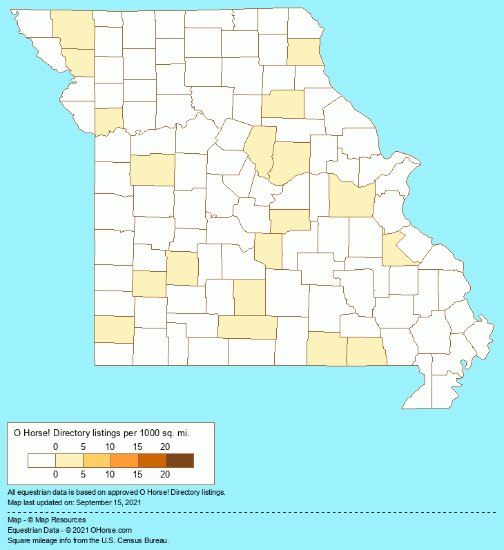 Missouri Quarter Horse Breeders and Quarter Horse Farms Population Map - O Horse!