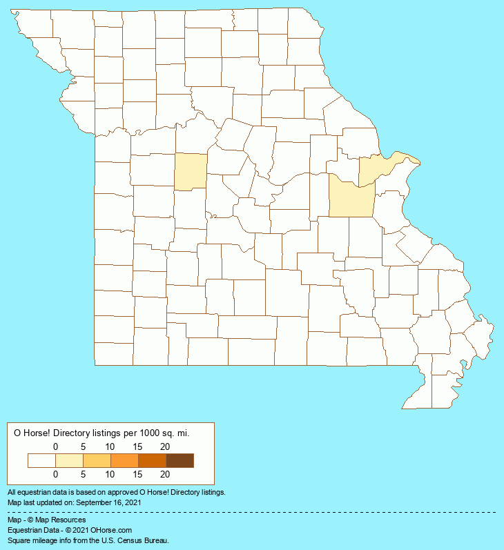 Missouri Horse Venues and Horse Show Facilities Population Map - O Horse!