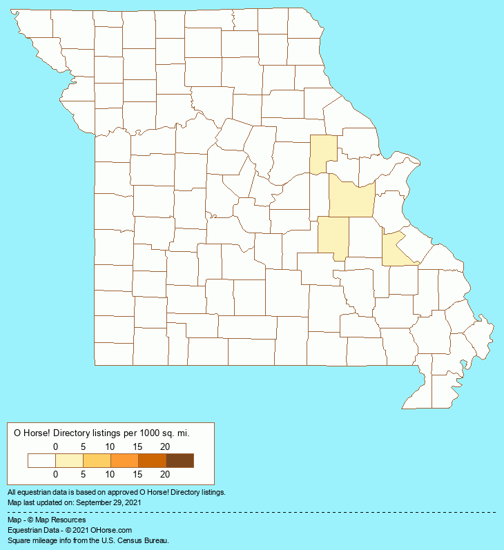 Missouri Saddleseat Stables Population Map - O Horse!