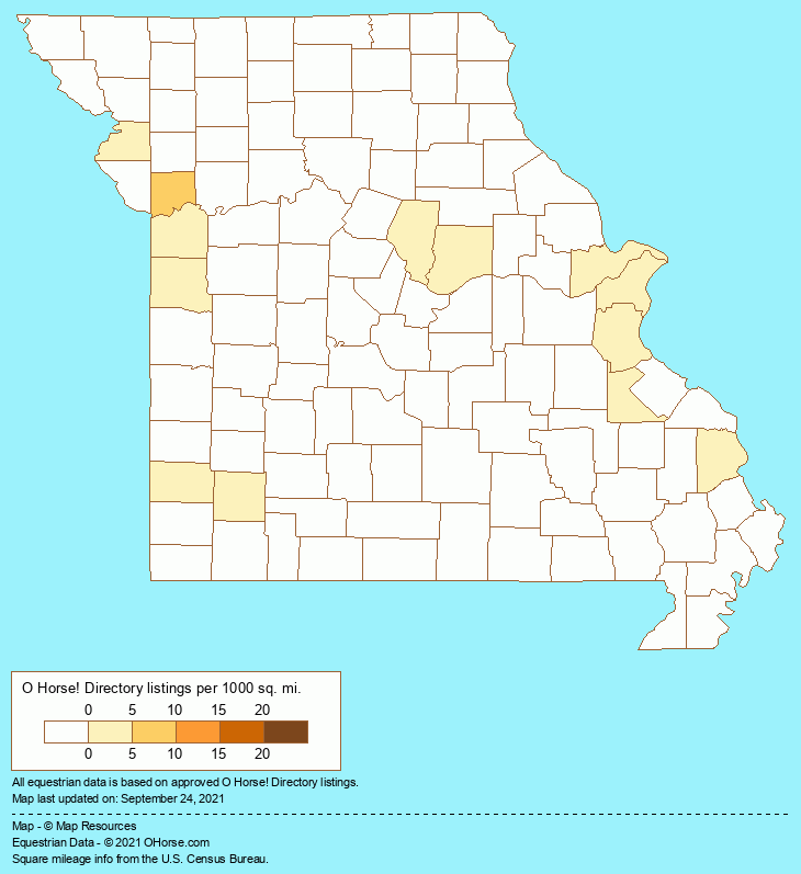 Missouri Summer Horse Riding Camps Population Map - O Horse!