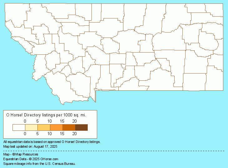 Montana Sport Horse Organizations Population Map - O Horse!