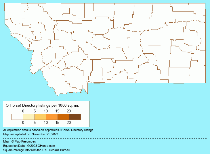 Montana Harness Racing Population Map - O Horse!