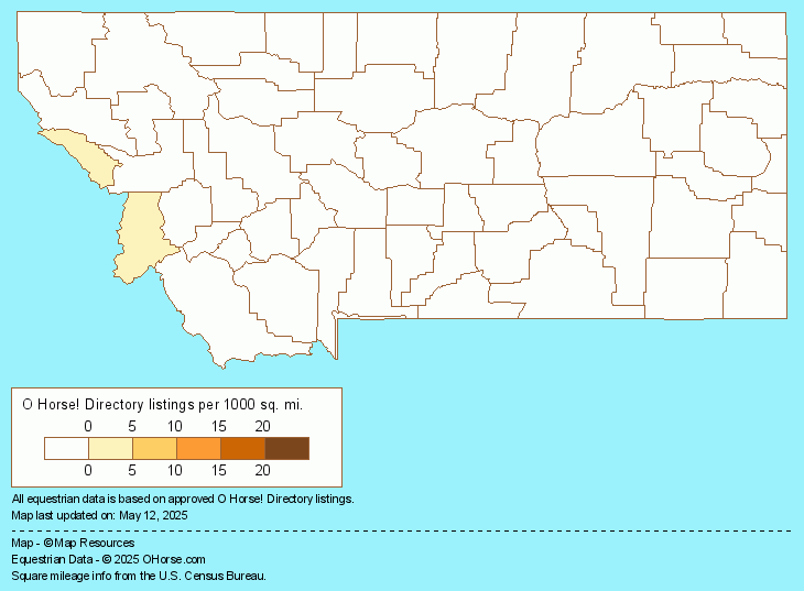 Montana Horse Venues and Horse Show Facilities Population Map - O Horse!