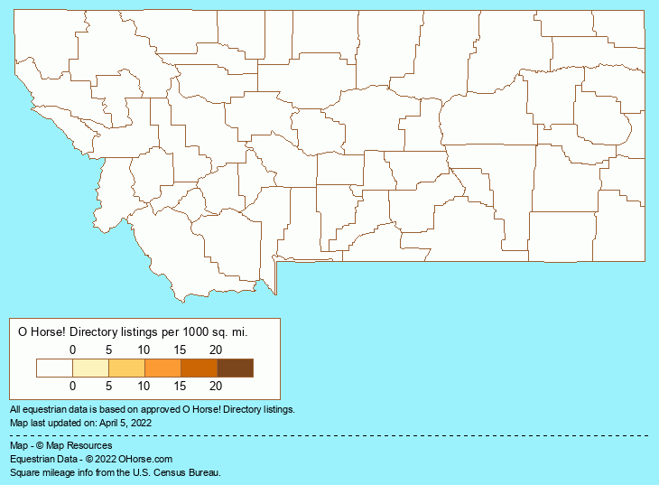Montana Equine Dental Supplies Population Map - O Horse!