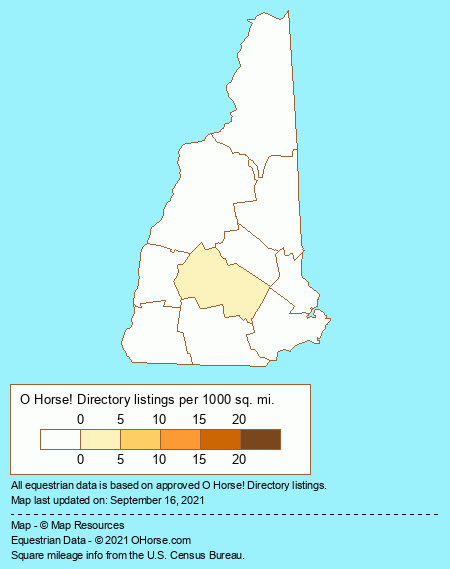 New Hampshire Horse Retirement Farms Population Map - O Horse!