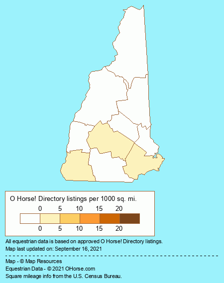 New Hampshire Saddleseat Stables Population Map - O Horse!