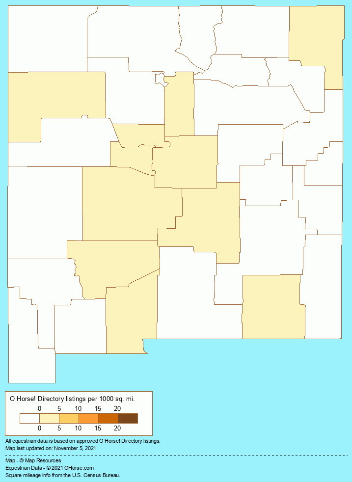 New Mexico Horse Breeding Farms Population Map - O Horse!