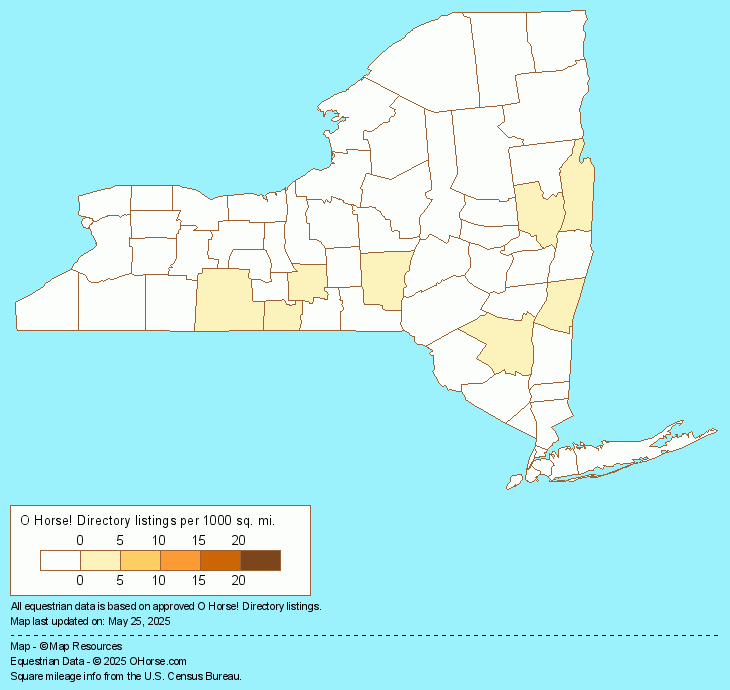 New York Thoroughbred Horse Farms and Stallions Population Map - O Horse!