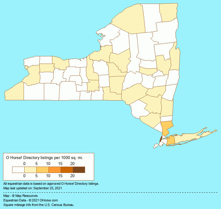 New York Horse Tack Shops Population Map - O Horse!